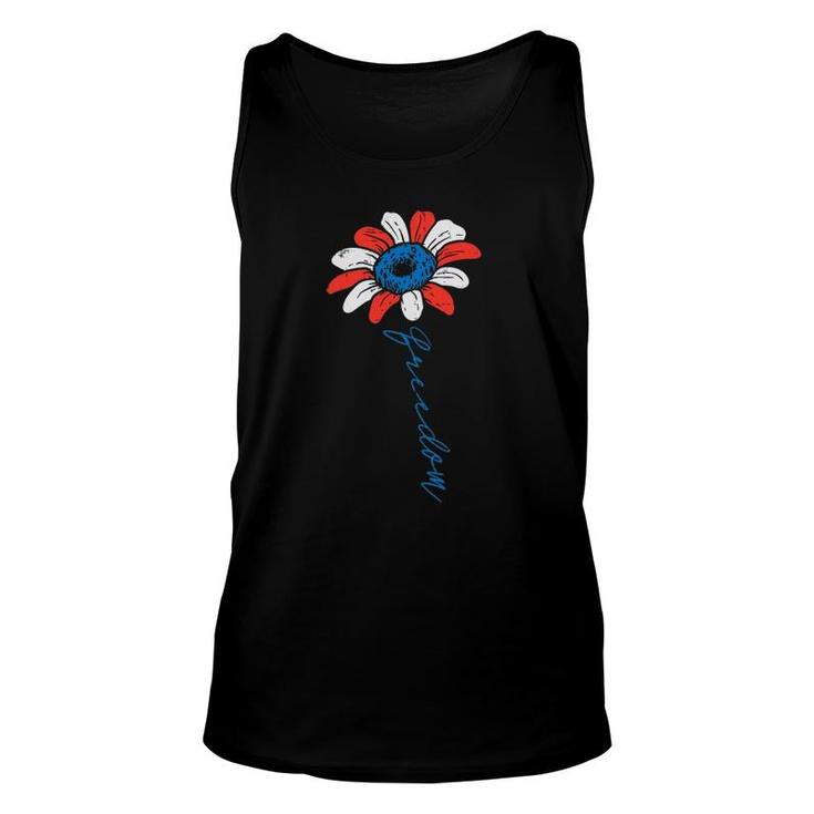Sunflower Freedom American Flag Usa 4Th Of July Fourth Women Tank Top