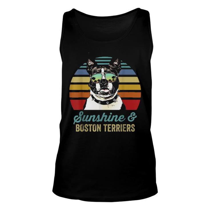 Sunshine And Boston Terriers Vintage Sunset  Unisex Tank Top