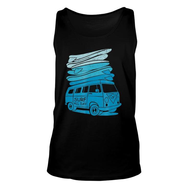 Surf All Day Vintage Style Graphic Unisex Tank Top