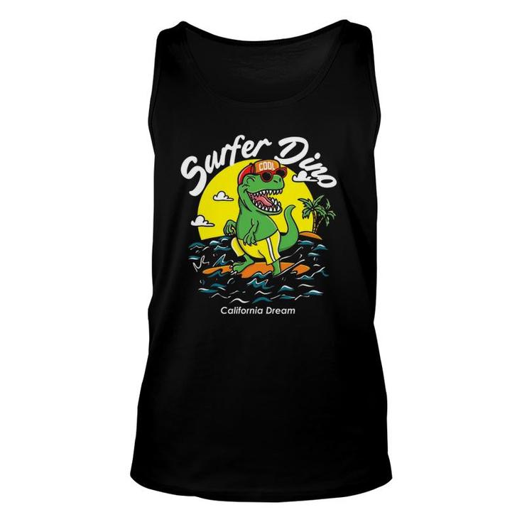 Surfer Dino Cali Surfingrex Dinosaur Surfing Gift Unisex Tank Top