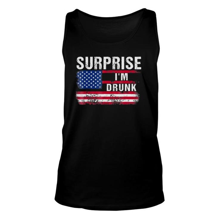 Surprise I'm Drunk Funny American Flag Drinking Unisex Tank Top
