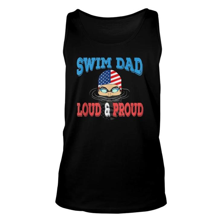 Swim Dad Funny Swimming Swimmer Cheer Daddy Gift Tee  Unisex Tank Top