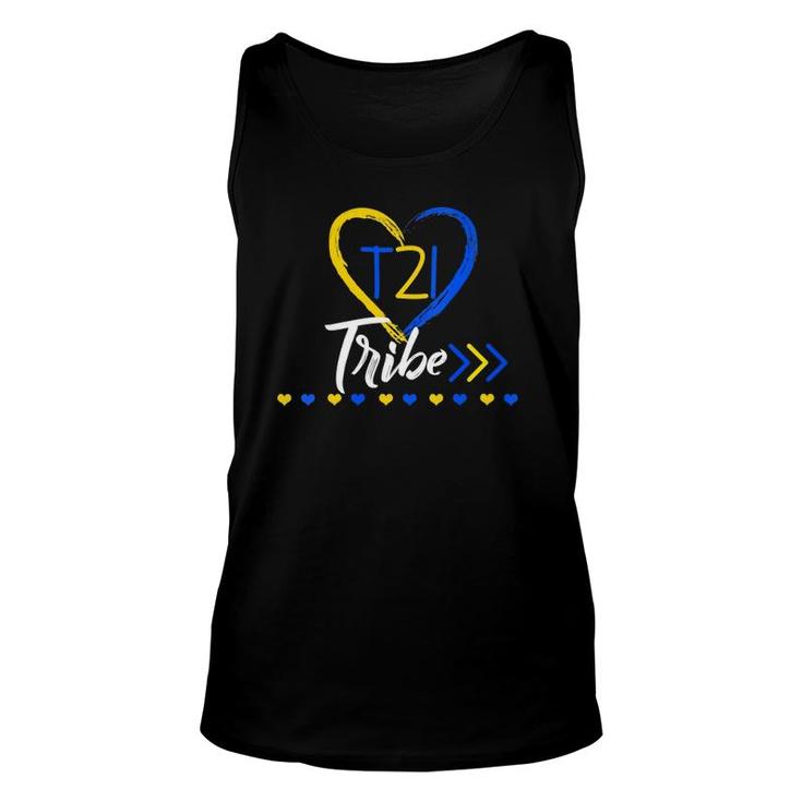 Womens T21 Tribe 21 World Down Syndrome Awareness Day Heart V-Neck Tank Top