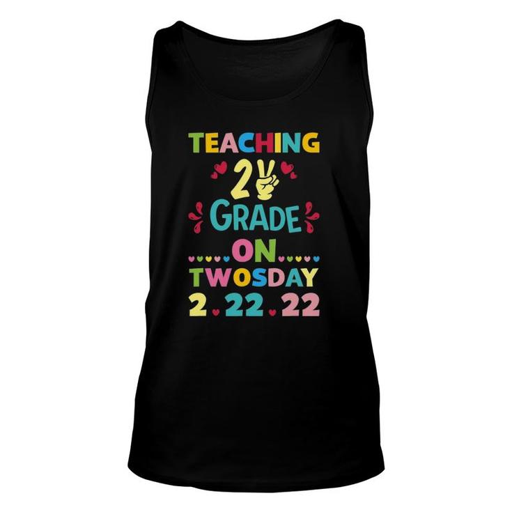 Teaching 2Nd Grade On Twosday 22222 February 22Nd 2022 Gift Unisex Tank Top