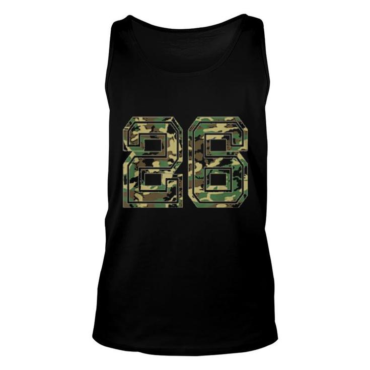 Team Jersey Number 26 Camo Camouflage  Unisex Tank Top