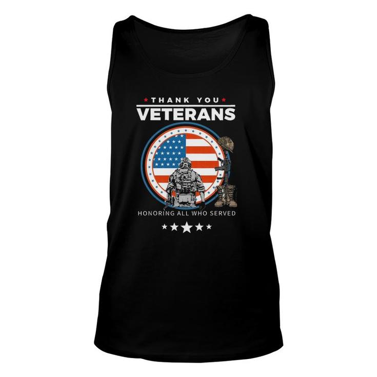 Thank You Veterans Honoring Those Who Served Patriotic Flag Unisex Tank Top