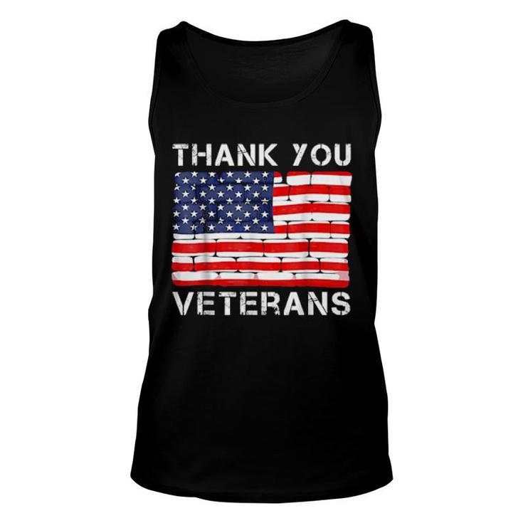 Thank You Veterans Veteran Day Us Flag  Unisex Tank Top