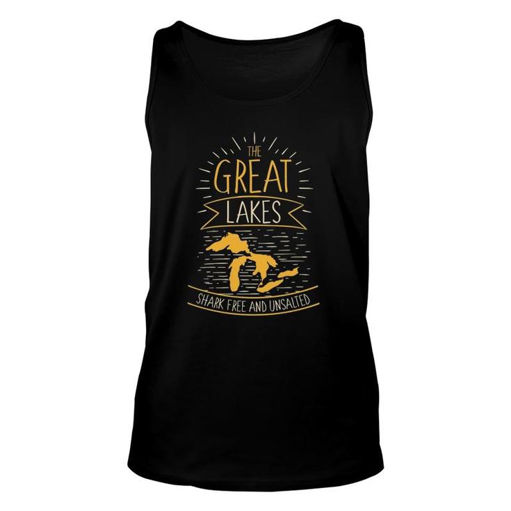 The Great Lakes Shark Free Unsalted Michigan Gift  Unisex Tank Top