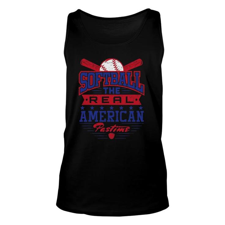 The Real American Pastime Patriotic Softball Player Unisex Tank Top
