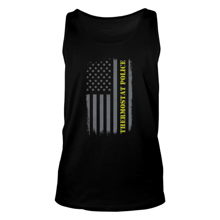 Thermostat Police Us Flag Distressed Funny Dad Joke Unisex Tank Top