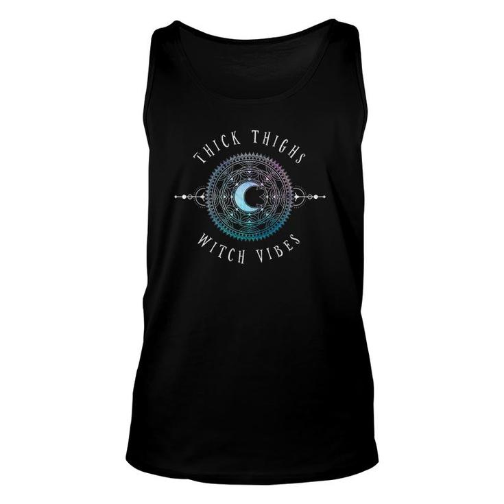 Thick Thighs Witch Vibes Crescent Moon Halloween Costume  Unisex Tank Top