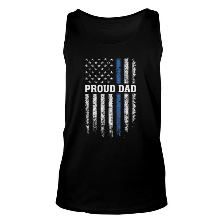 Thin Blue Line Proud Dad Police Family Father's Day Unisex Tank Top