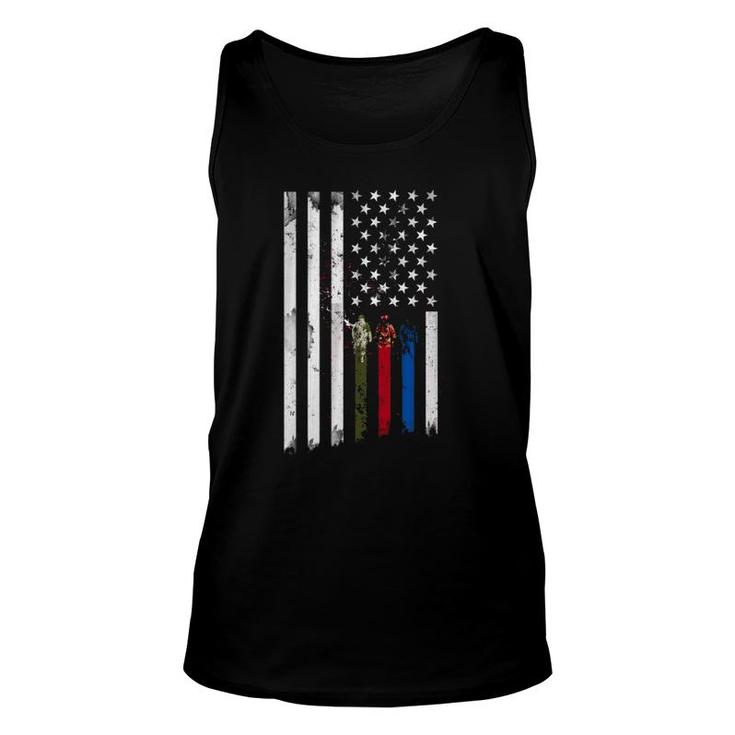 Thin Green Red Blue Line American Flag Unisex Tank Top