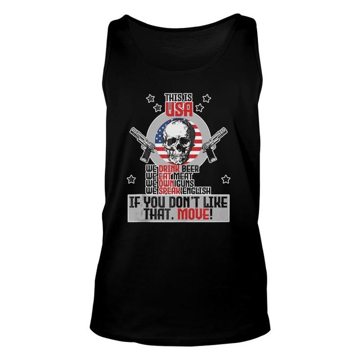 This Is Usa We Love Freedom We Drink Beer Skull Gift  Unisex Tank Top