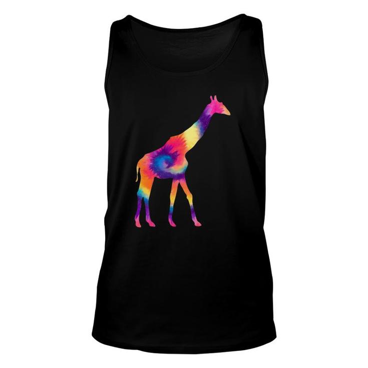 Tie Dye Giraffe Silhouette Art Safari Animal Unisex Tank Top
