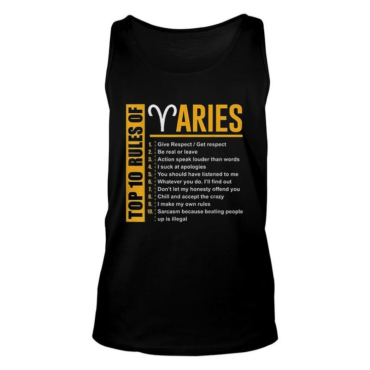 Top 10 Rules Of Aries Zodiac Unisex Tank Top