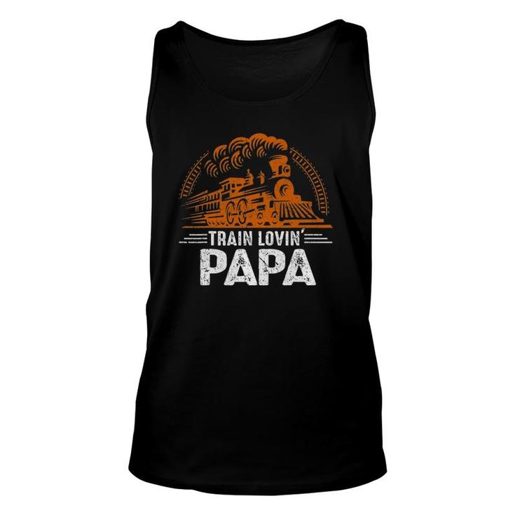 Mens Train Lovin' Papa Papa Daddy Train Railroad Father's Day Tank Top