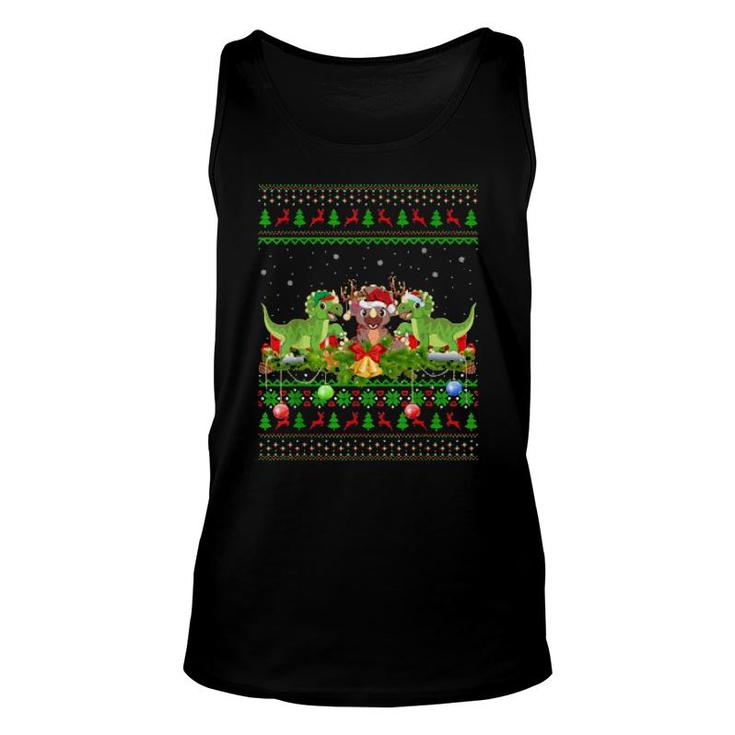 Triceratops Dinosaur Xmas Santa Ugly Triceratops Christmas Unisex Tank Top