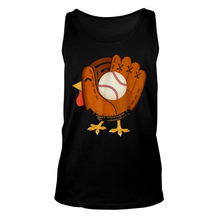 Turkey Baseball Glove Thanksgiving Day Catchers Boys Dads  Unisex Tank Top