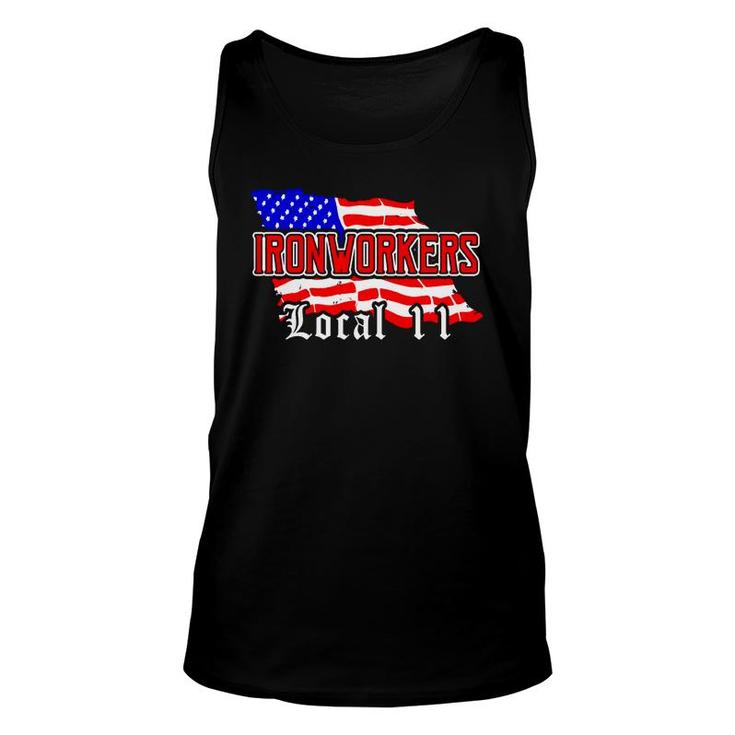 Union Ironworkers Local 11 New Jersey American Flag Tee Unisex Tank Top