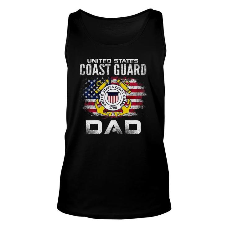 United States Coast Guard Dad With American Flag Gift Unisex Tank Top