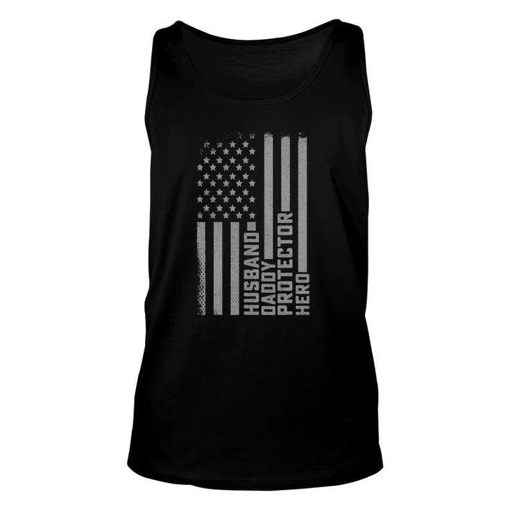 Us Flag Distressed Husband Daddy Protector Hero Unisex Tank Top