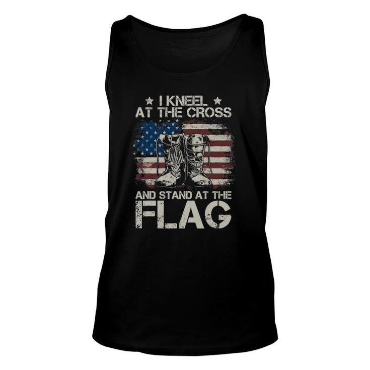Usa Combat Boots I Kneel At The Cross And Stand At The Flag Unisex Tank Top