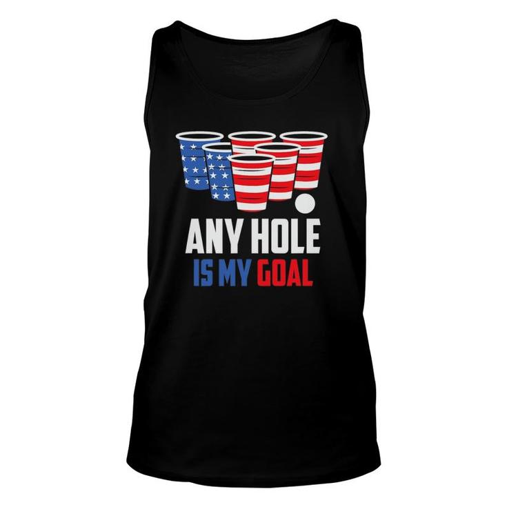 Usa Flag Beer Pong Game 4Th Of July Beer Any Hole Is My Goal Tank Top