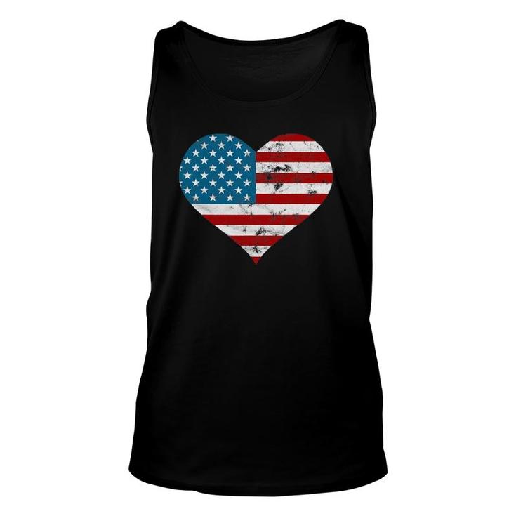 Usa Flag Heart Distressed Patriotic 4Th Of July Gift Unisex Tank Top