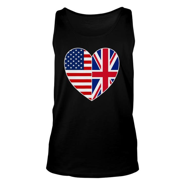 Usa Uk Flag Heart Tee Patriotic Fourth Of July Unisex Tank Top