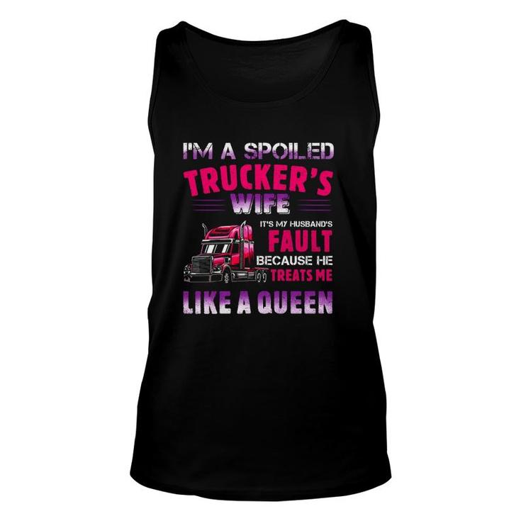 Valentine Trucker I'm A Spoiled Trucker's Wife Unisex Tank Top