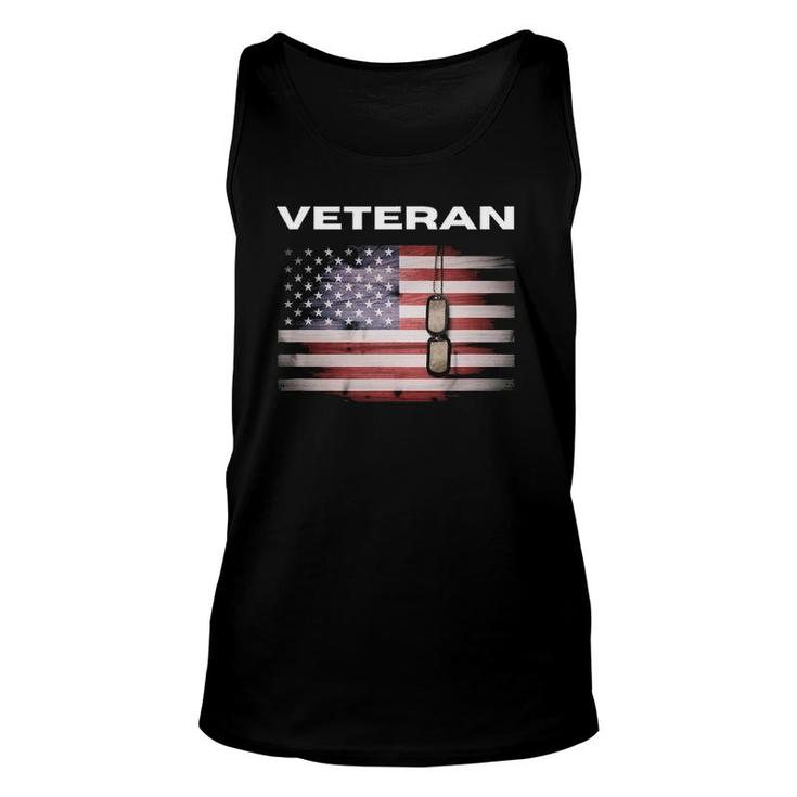 Veteran With American Flag & Dog Tags Unisex Tank Top
