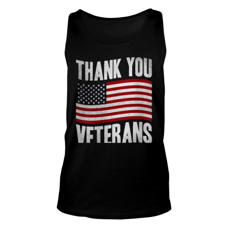 Veterans Day American Flag Theme Design Thank You Veterans  Unisex Tank Top
