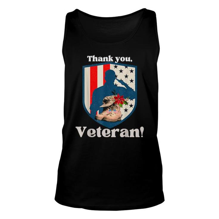 Veterans Day Military Boots Thank You Veteran Flag  Unisex Tank Top