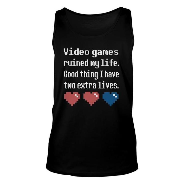 Video Games Ruined My Life Funny Cool Gamer Tee Gift Unisex Tank Top
