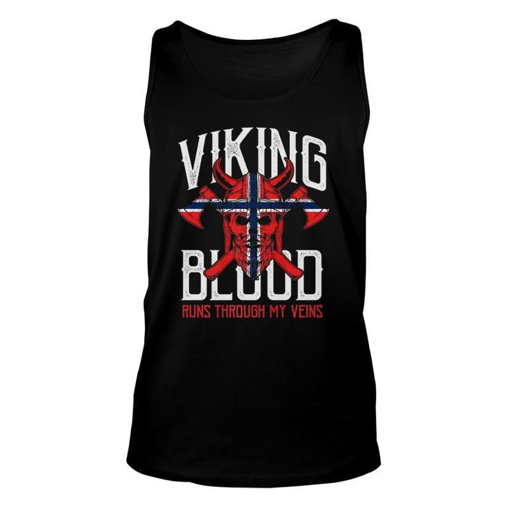 Viking Blood Skull Norwegian Flag Pride Norway Premium Unisex Tank Top