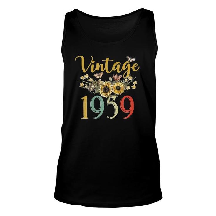 Womens Vintage 1959 Sunflower 62Nd Birthday Awesome Since 1959 Tank Top