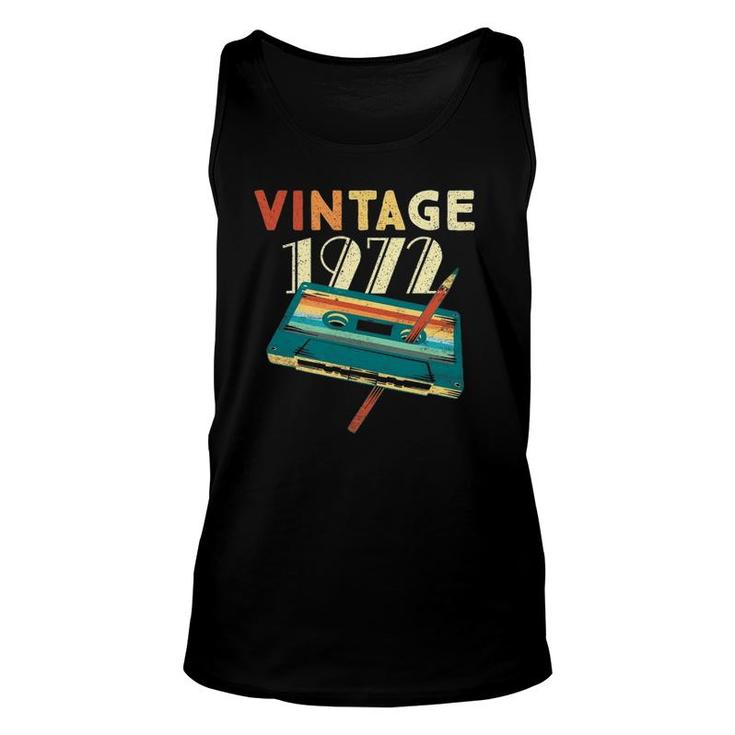Vintage 1972 Music Cassette 50Th Birthday 50 Years Old Tank Top
