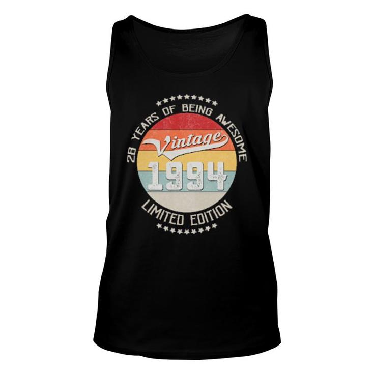 Vintage 1994 28Th Birthday 28 Years Being Awesome  Unisex Tank Top
