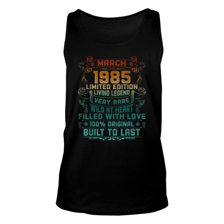Vintage 37 Years Old March 1985 37Th Birthday Gift  Unisex Tank Top