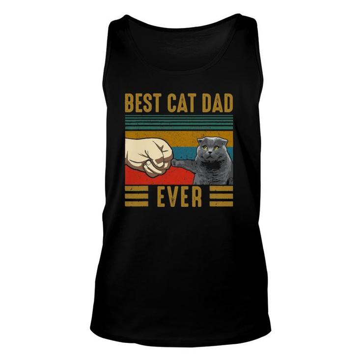 Vintage Best Cat Dad Ever Father's Day Scottish Fold Cat Unisex Tank Top
