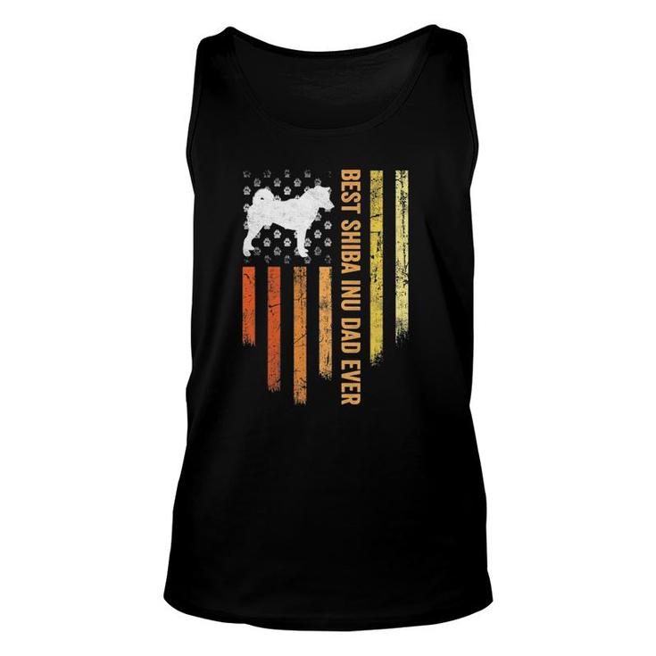 Vintage Best Shiba Inu Dad Ever With American Flag Unisex Tank Top