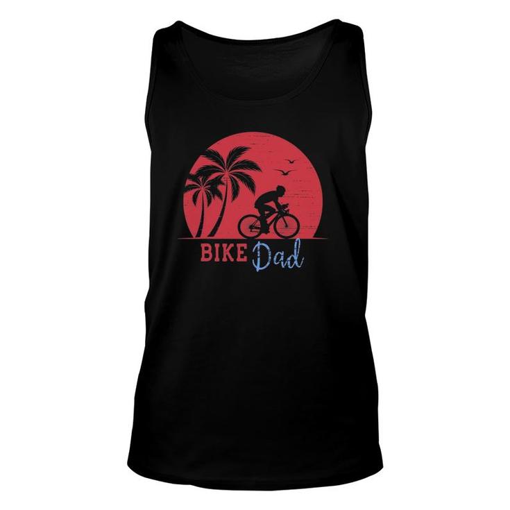 Vintage Bike Dad With Red Retro Sunset Unisex Tank Top