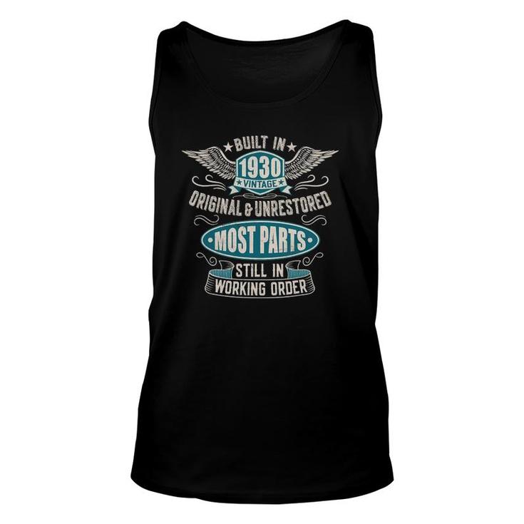 Vintage Birthday Born In 1930 Built In The 30S Unisex Tank Top