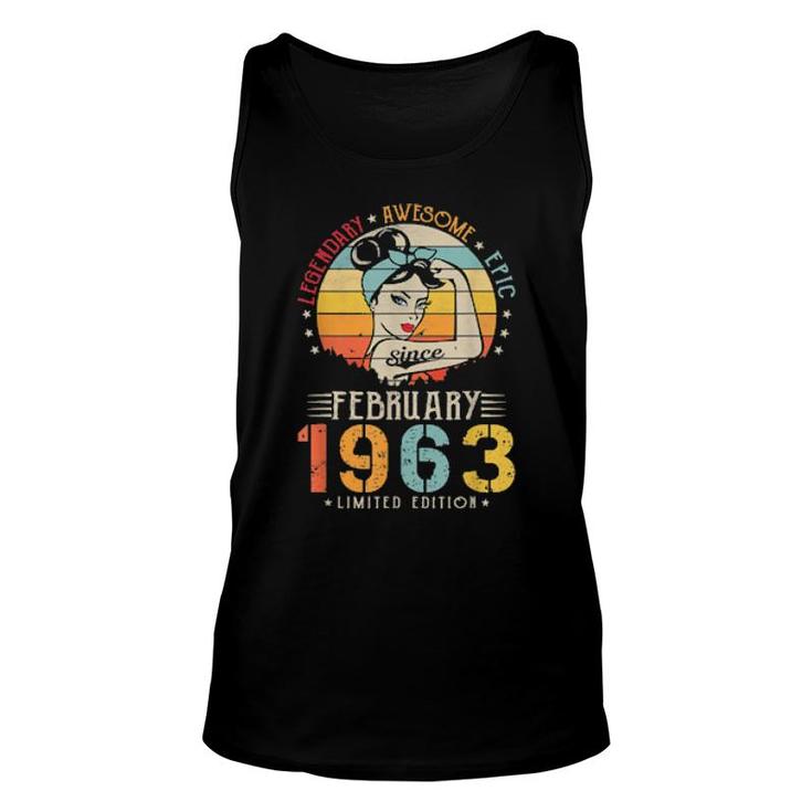 Vintage Legendary Awesome Epic Since February 1963 Birthday Tank Top