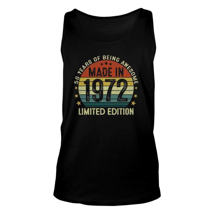 Vintage Made In 1972 50 Year Old 50Th Birthday For Men Tank Top
