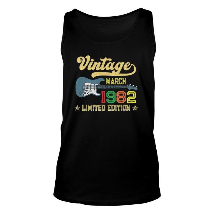 Vintage March 1982 Bday Gifts Guitar Lovers 40Th Birthday Unisex Tank Top