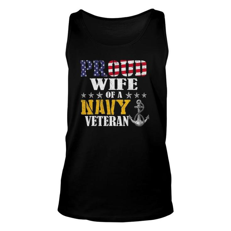 Vintage Proud Wife Of A Navy For Veteran Gifts Unisex Tank Top