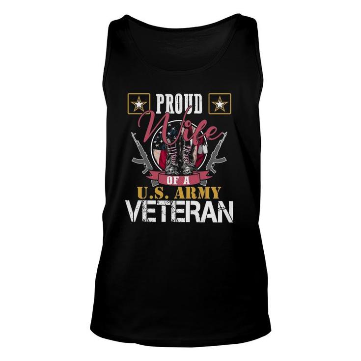 Vintage Proud Wife Of A US Army Veteran Gift Mom Dad  Unisex Tank Top