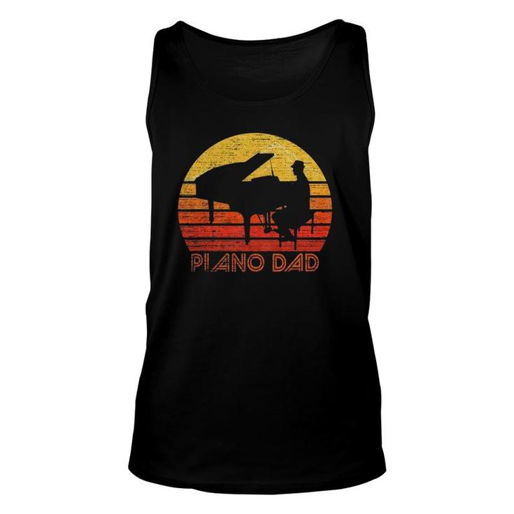 Vintage Retro Piano Player Dad Pianist Silhouette Funny Unisex Tank Top